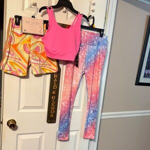 Justice, No Comment, Athletic Works girls sports bra, bike shorts and leggings